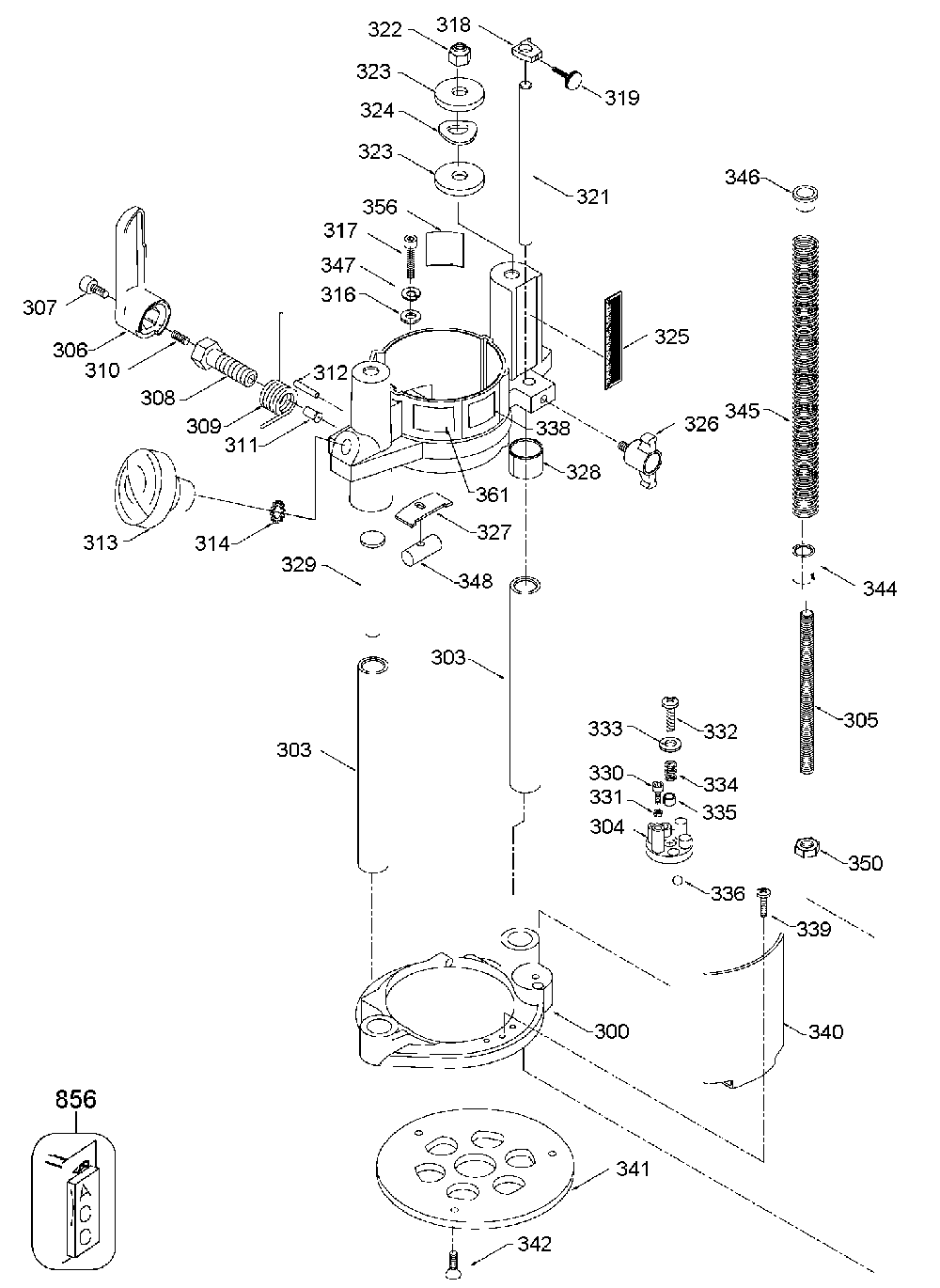 Page A Diagram and Parts List for Type 8 Porter Cable Router